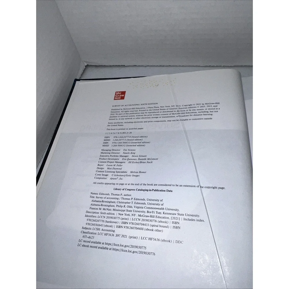 Survey of Accounting 6th Edition 2021 McGraw Hill Homeschool Textbook
